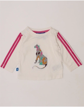 ADIDAS Baby Girls Graphic Top Long Sleeve 0-3 Months White Animal Print Odor Control Technology Eco-friendly
