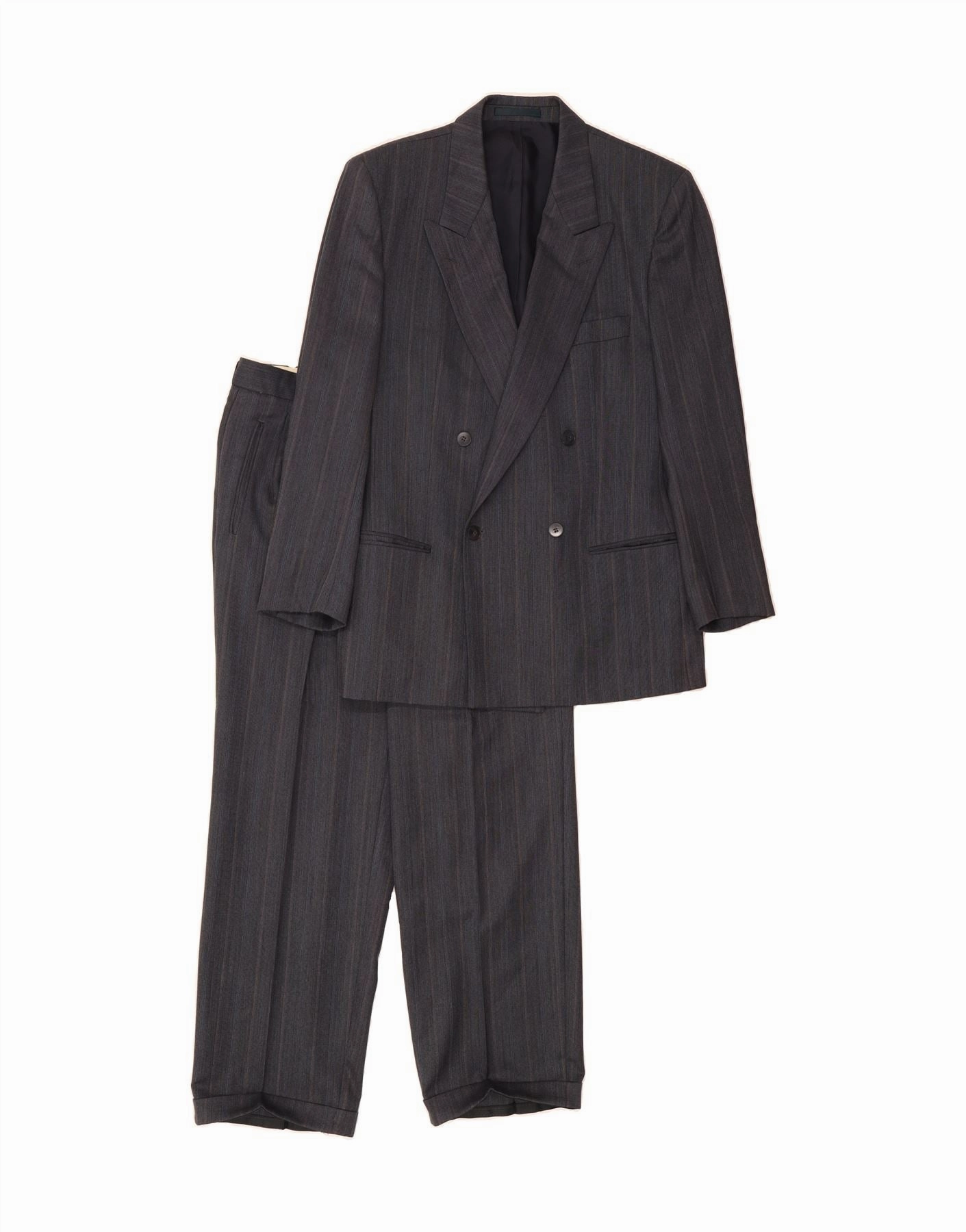Stylish Fit Chic Business Wear HUGO BOSS Mens 2 Piece Suit IT 50 Large W34 L30 Navy Blue Striped