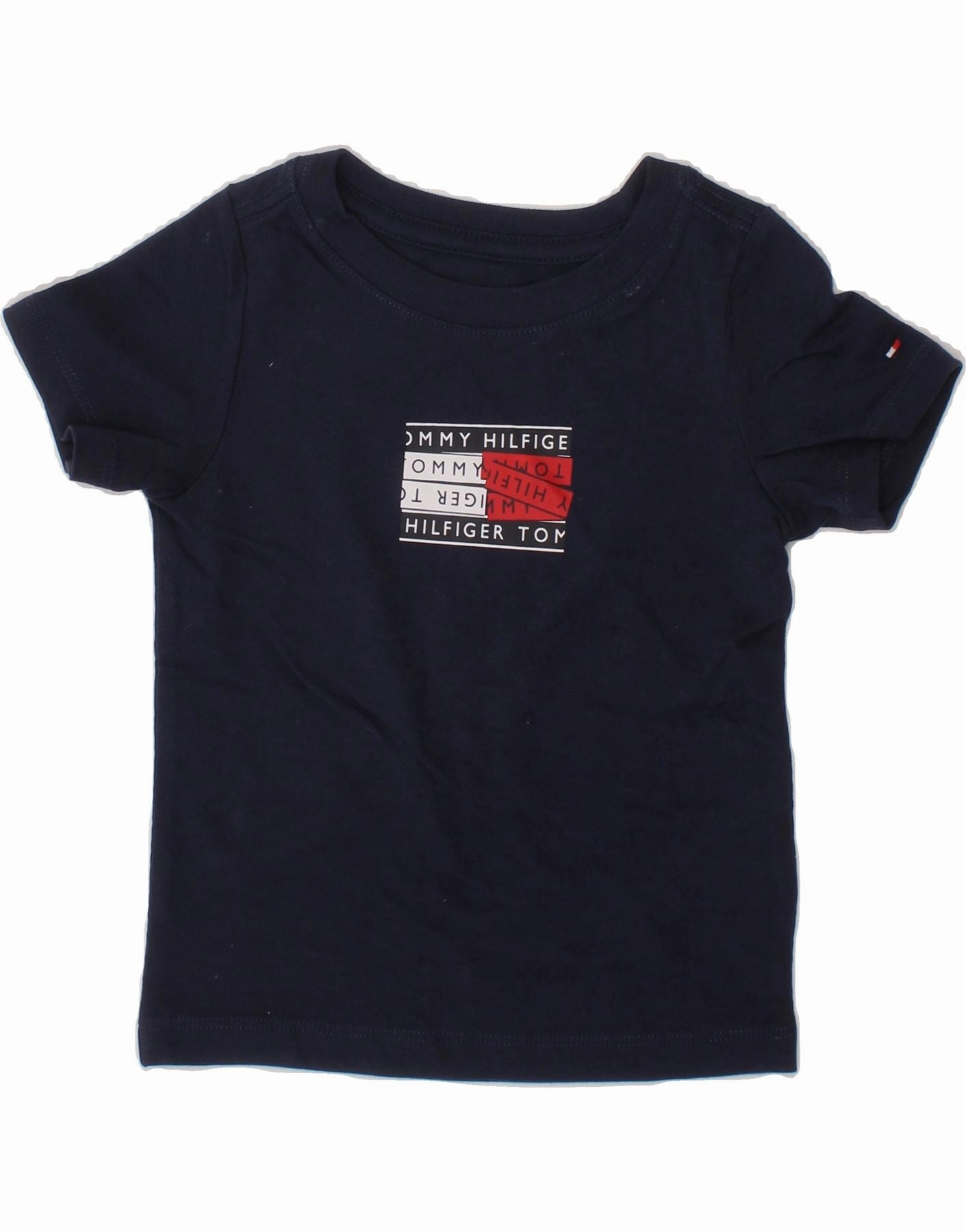 TOMMY HILFIGER Baby Boys Graphic T-Shirt Top 9-12 Months Navy Blue Cotton elegant design Solid Hue
