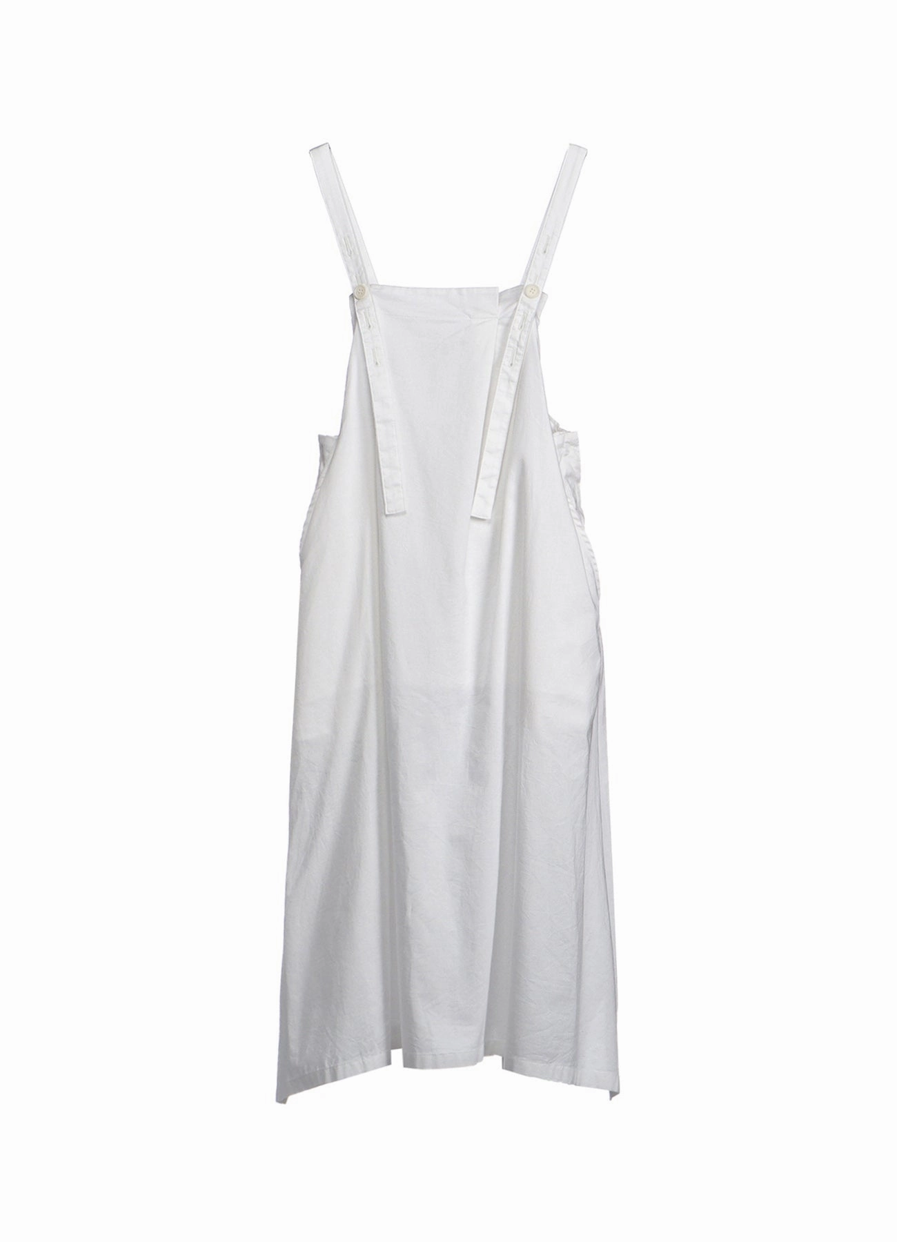[Y's BORN PRODUCT] THIN COTTON TWILL FRONT TUCKED SHOULDER STRAP DRESS Glossy Fabric Relax Comfort