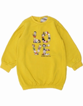 Elegant Fabric ICEBERG Baby Girls Graphic Jumper Dress 12-18 Months Yellow Cotton