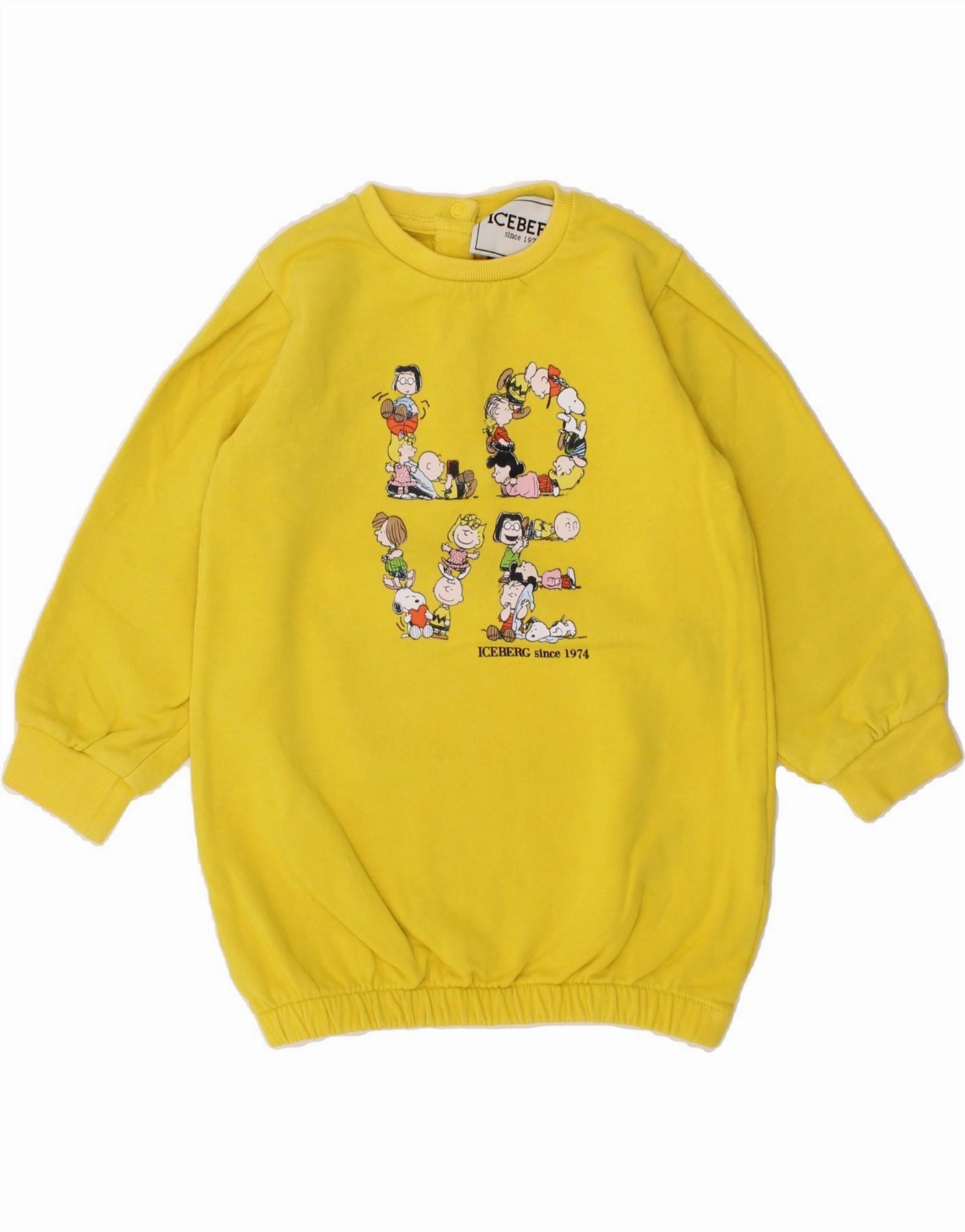 Elegant Fabric ICEBERG Baby Girls Graphic Jumper Dress 12-18 Months Yellow Cotton