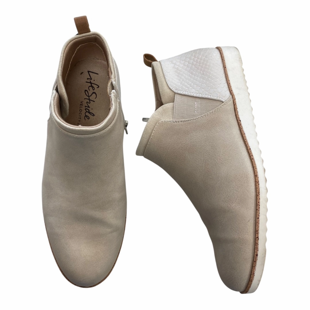 Arctic Cool Boots Ankle Flats By Life Stride In Beige, Size:8