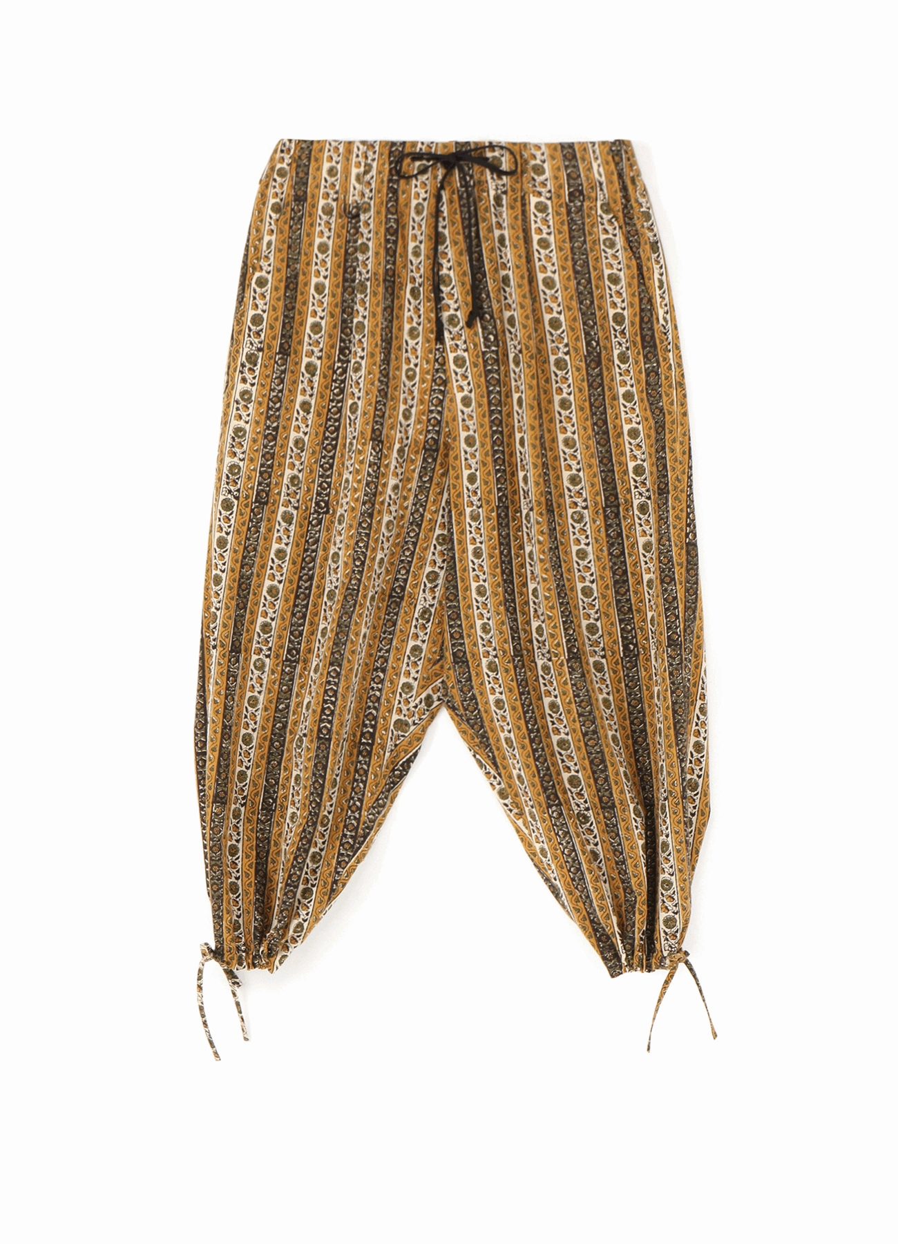 Casual Layer SustainableManufacturing INDIAN BLOCK PRINT FLOWER PATTERN ONE TUCK DRAW STRING PANTS
