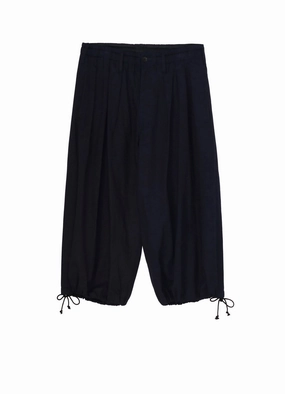 INDIGO DYED COTTON TWILL BALLOON PANTS Cozy and Soft Distressed finish
