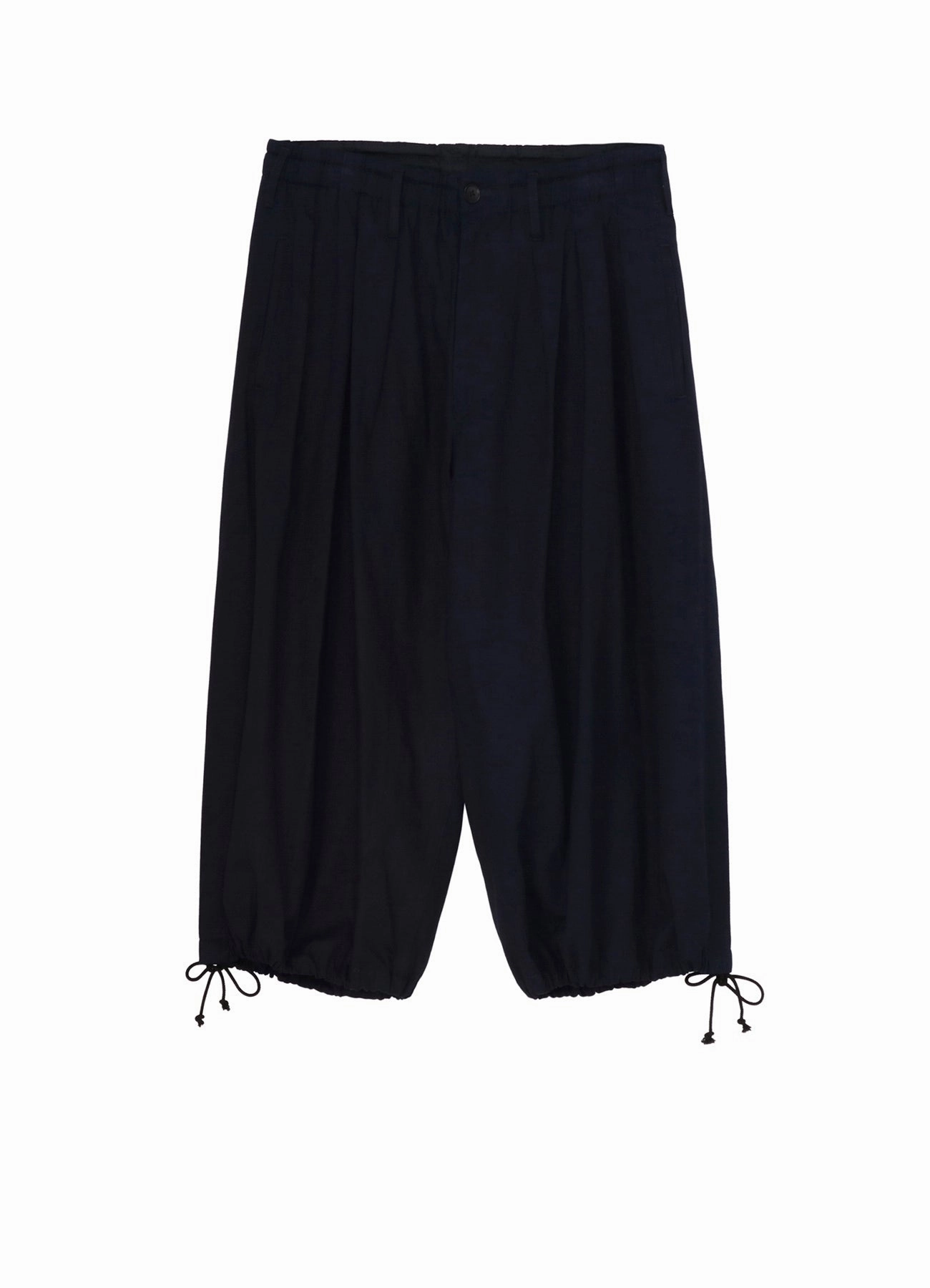 INDIGO DYED COTTON TWILL BALLOON PANTS Cozy and Soft Distressed finish