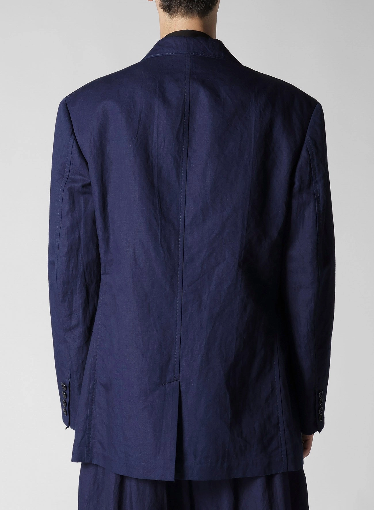 INDIGO DYEING COTTON LINEN 3BUTTONS JACKET Check