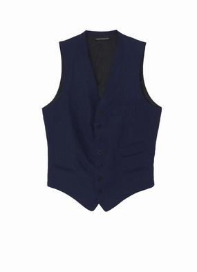 Quick Fit INDIGO DYEING COTTON LINEN 7BUTTONS VEST