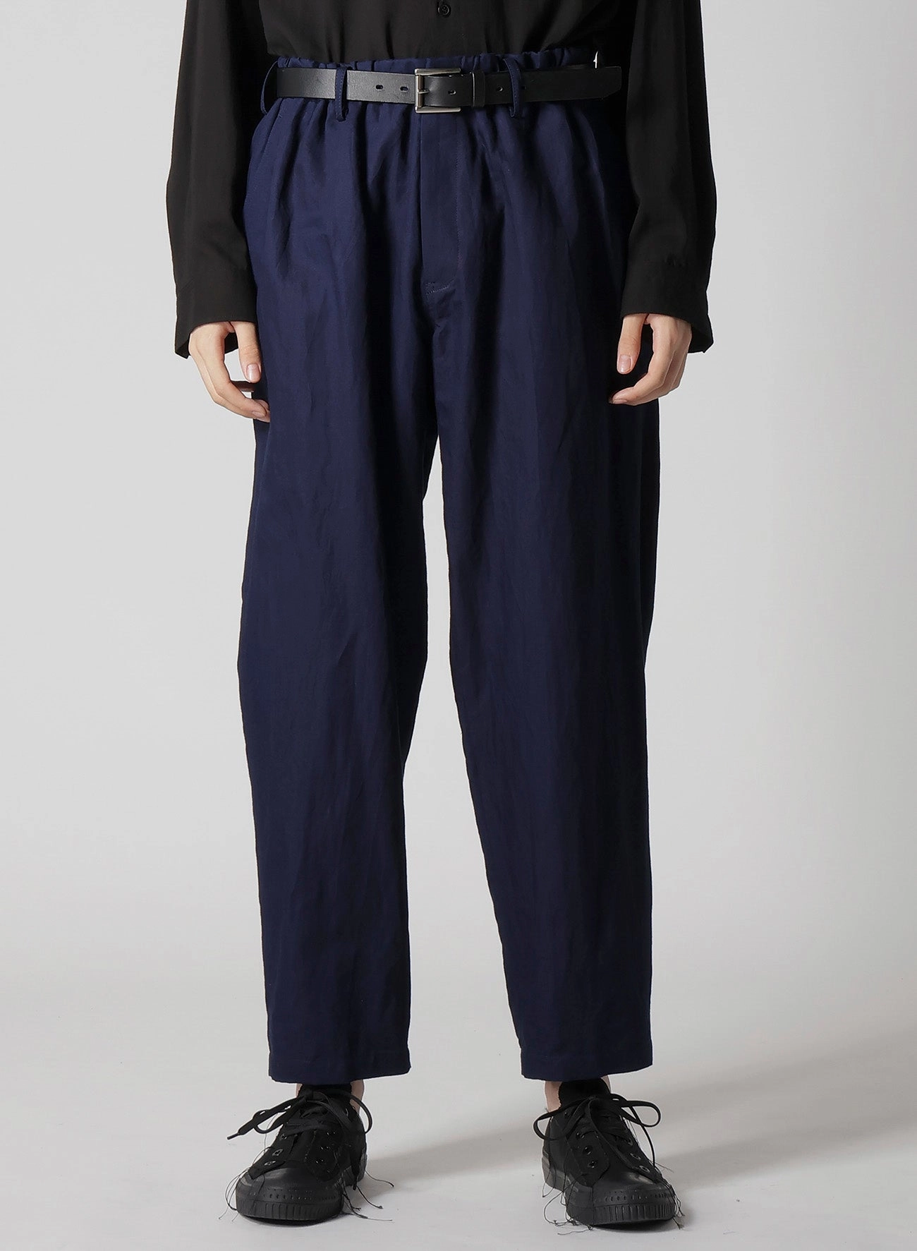 INDIGO DYEING COTTON LINEN DOUBLE STITCH PANTS Modular Pocket System