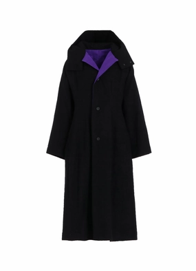 Casual Comfy Layer Soft Lining OVERDYE WOOL VIERA REVERSIBLE HOODED COAT