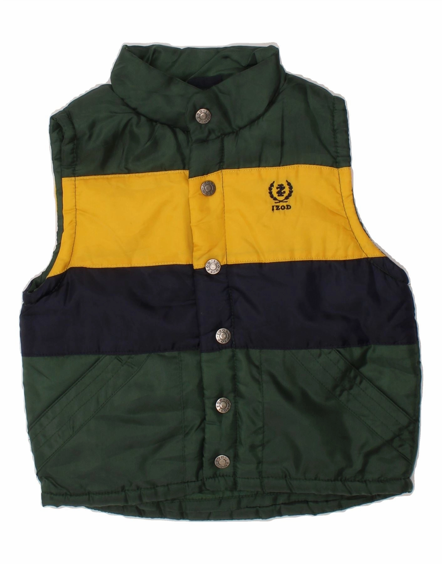 IZOD Baby Boys Padded Gilet 18-24 Months Green Colourblock Polyester Give
