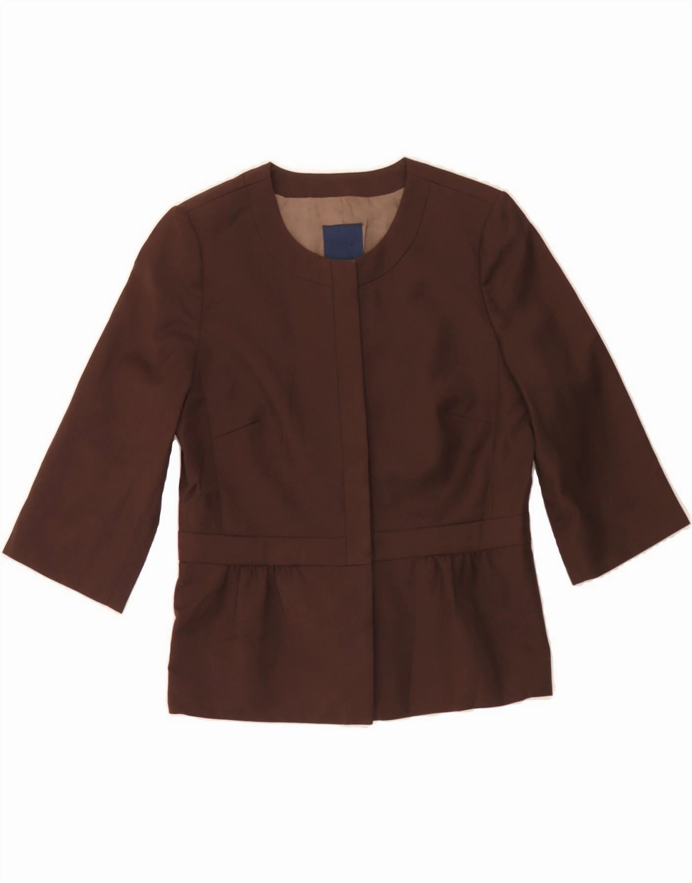 J. CREW Womens Blazer Jacket UK 4 XS Brown Wool Sharp Lines