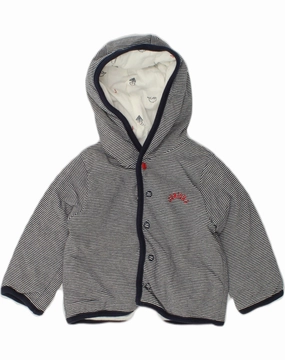 JASPER CONRAN Baby Boys Hooded Cardigan Sweater 3-6 Months Navy Blue Wide Hem Detail Textured Weave Design