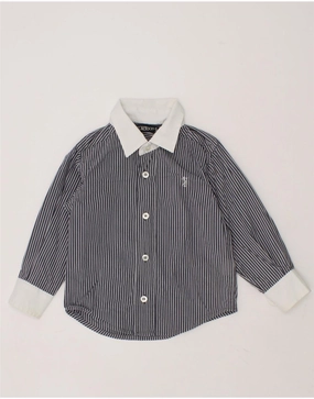 JECKERSON Baby Boys Shirt 9-12 Months Navy Blue Striped Cotton Waffle Weave Casual Friday