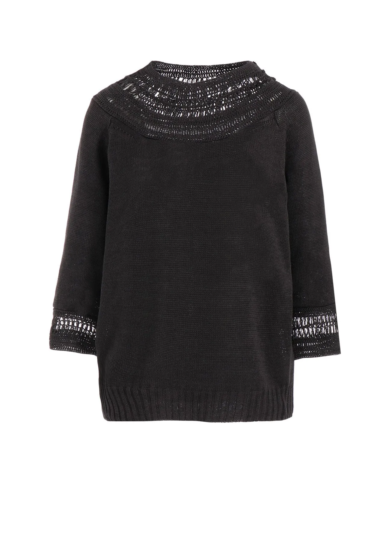 JERSEY BROAD STITCH CROCHET HALF SLEEVE PULLOVER Weekend Classic