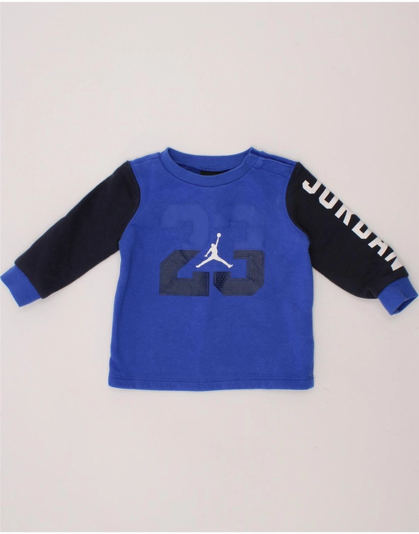 Easy Fit Calm Tones JORDAN Baby Boys Graphic Sweatshirt Jumper 6-9 Months Blue Colourblock