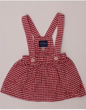 Cotton Skin JOULES Baby Girls Dungarees Skirt 6-9 Months W18  Red Gingham Cotton