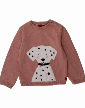 JOULES Baby Girls Graphic Crew Neck Jumper Sweater 18-24 Months Pink Wrinkle resistant fabric