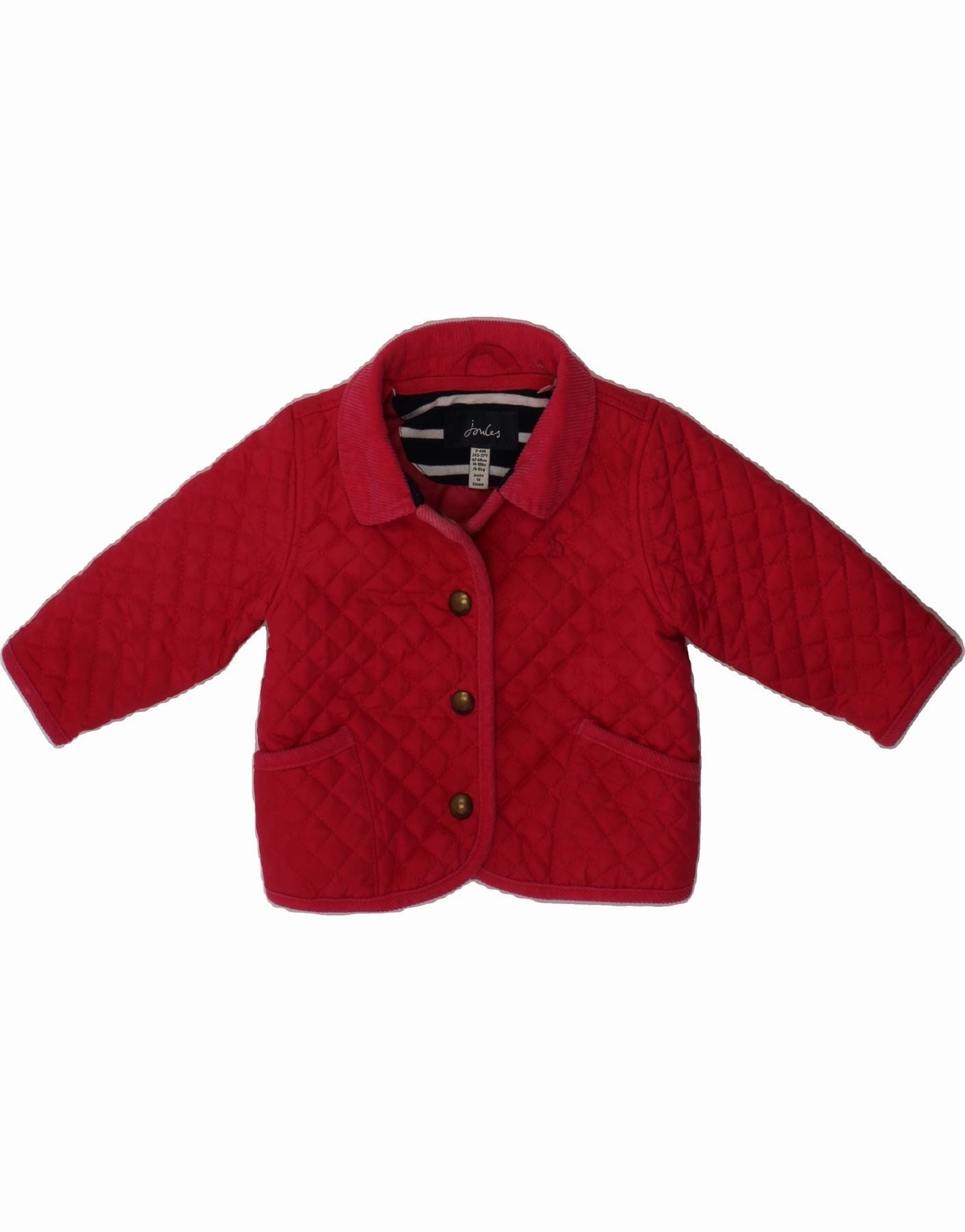 JOULES Baby Girls Quilted Jacket 3-6 Months Pink Polyester Teens Cold Trails