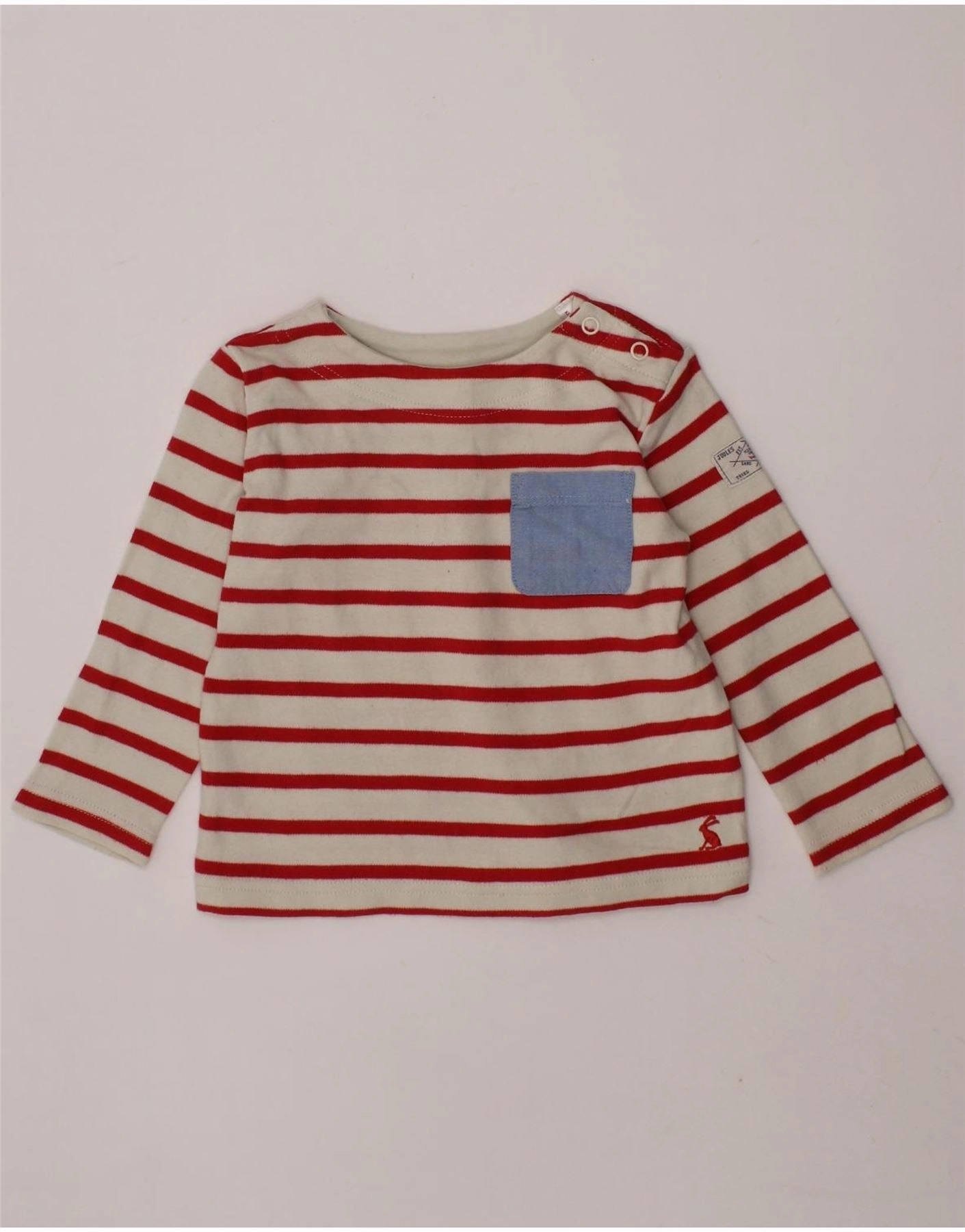 Flatlock stitching Patterned Design JOULES Baby Girls Top Long Sleeve 12-18 Months Red Striped
