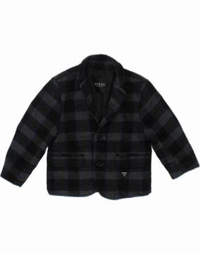 GUESS Baby Boys Overcoat 6-9 Months Navy Blue Check DualVentilation Zippers WrinkleResistant