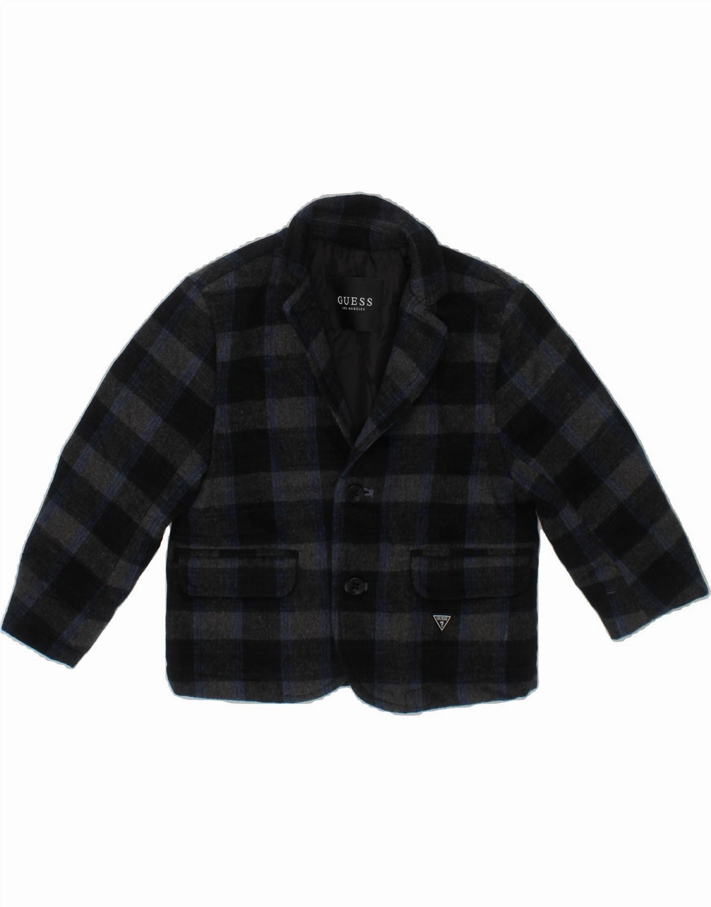 GUESS Baby Boys Overcoat 6-9 Months Navy Blue Check DualVentilation Zippers WrinkleResistant