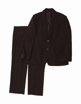 JUST CAVALLI Mens 2 Button 2 Piece Suit IT 58 4XL W42 L23 Black Polyester Sleek Layer