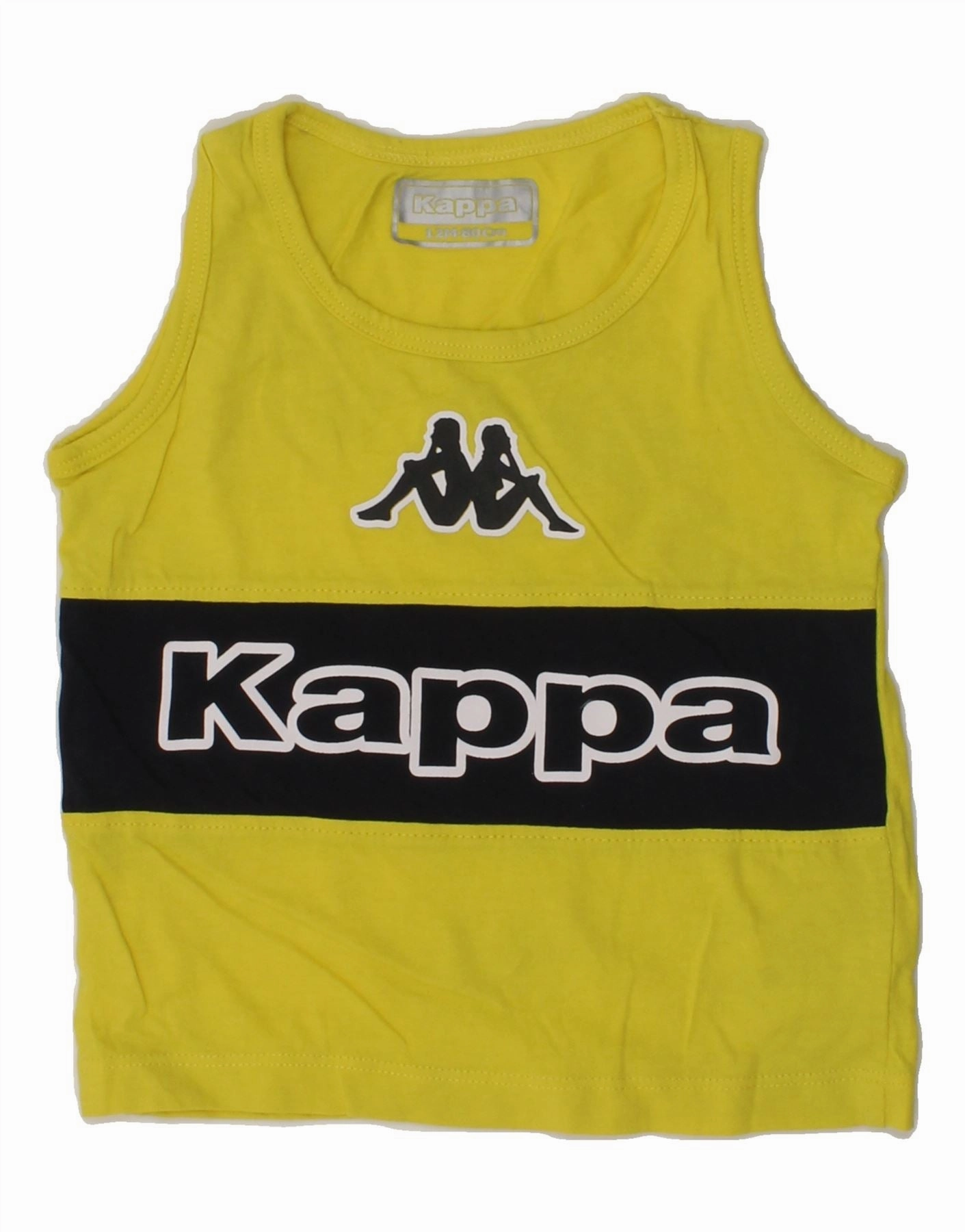 KAPPA Baby Boys Graphic Vest Top 9-12 Months Yellow Colourblock Cotton Sleepwear Geometric Pattern