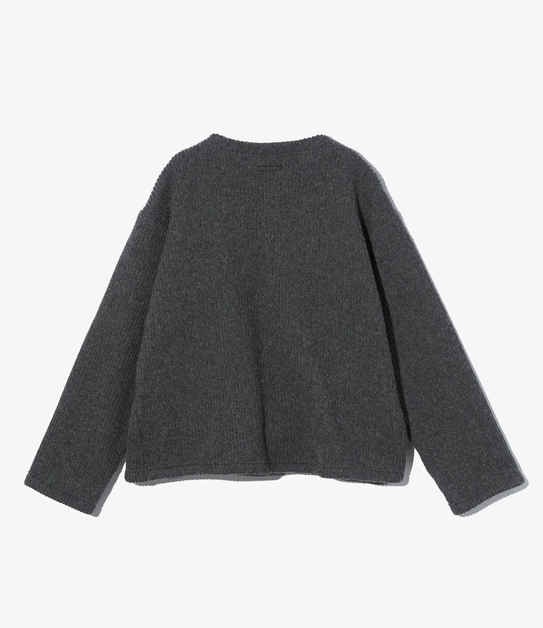 Knit Cardigan ?C Charcoal Wool Blend Clean Style Outdoor Ready