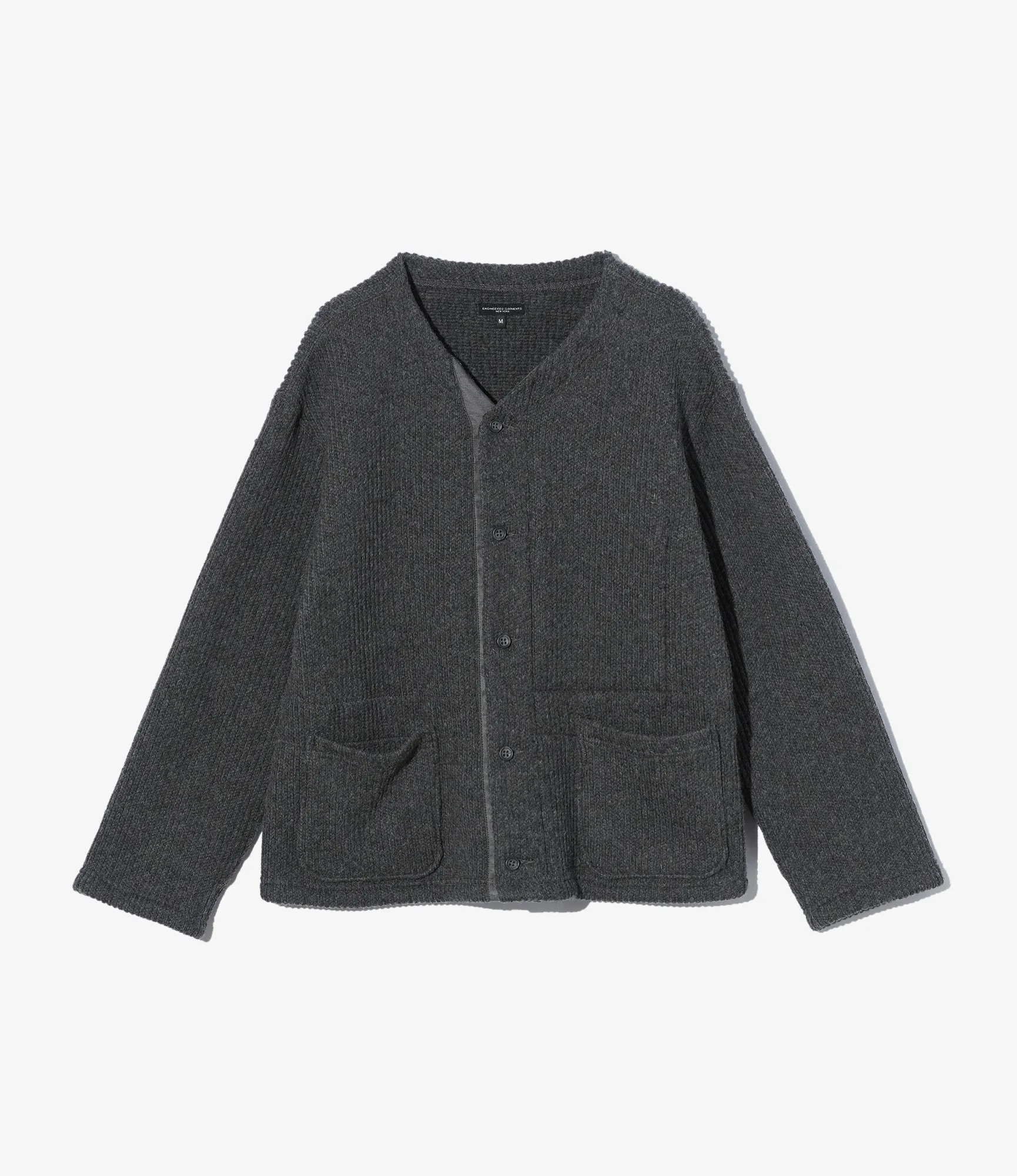 WrinkleResistant Finish Knit Cardigan ?C Charcoal Wool Blend