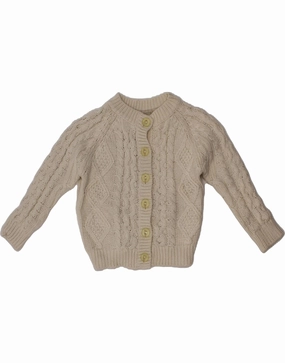 L.L.BEAN Baby Girls Cardigan Sweater 18-24 Months Off White Cotton Classic Soft Drape