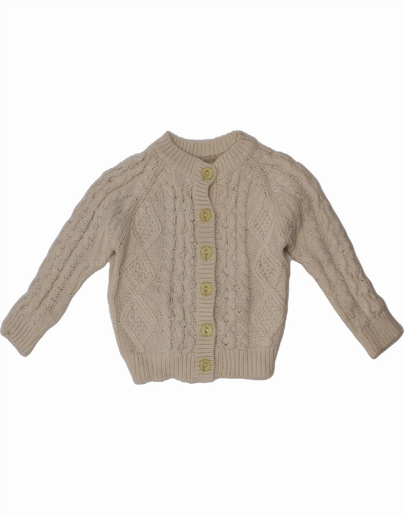 L.L.BEAN Baby Girls Cardigan Sweater 18-24 Months Off White Cotton Classic Soft Drape