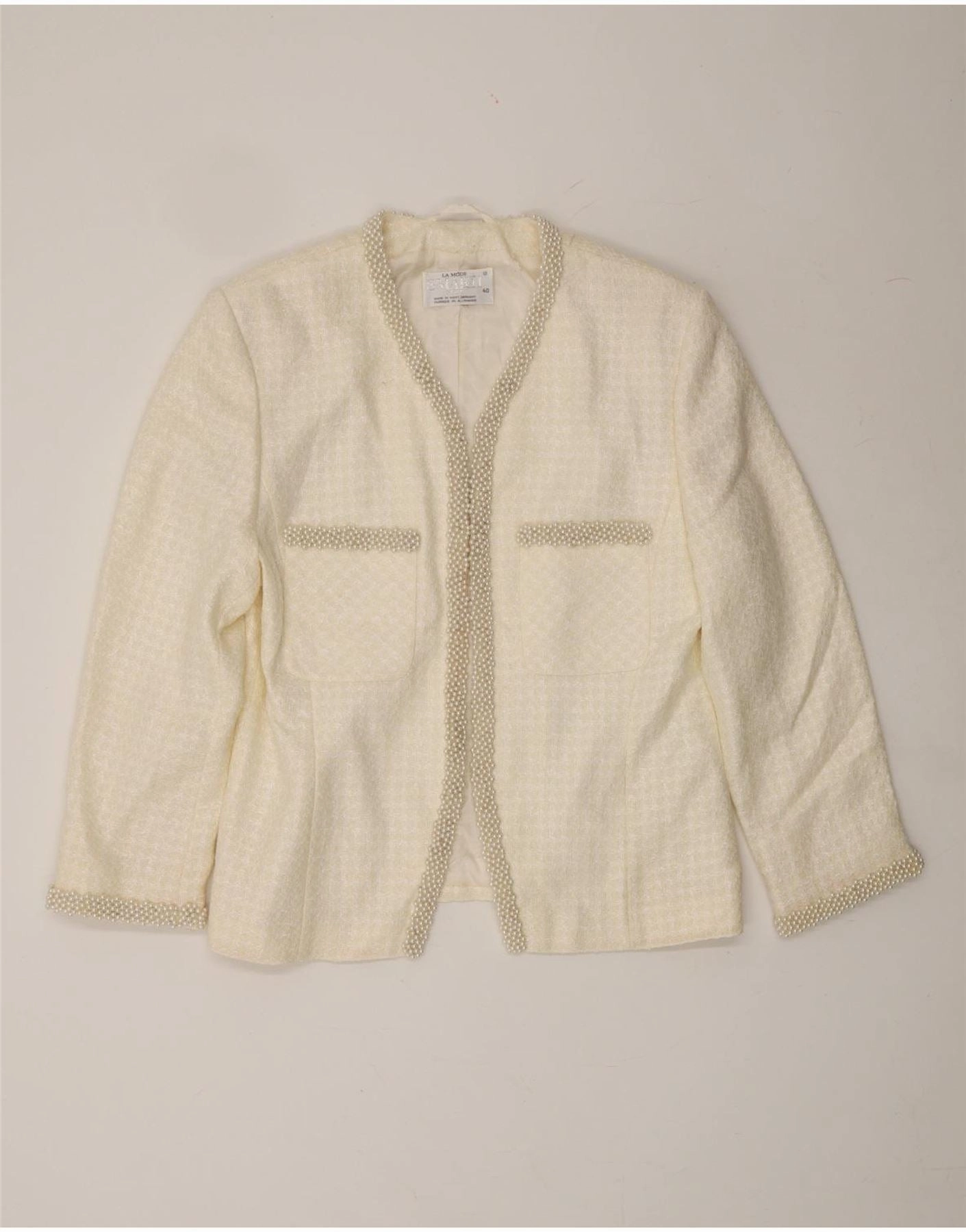 LA MODE SMARTI Womens Blazer Jacket EU 40 Medium Off White Sleek Tailoring Wear