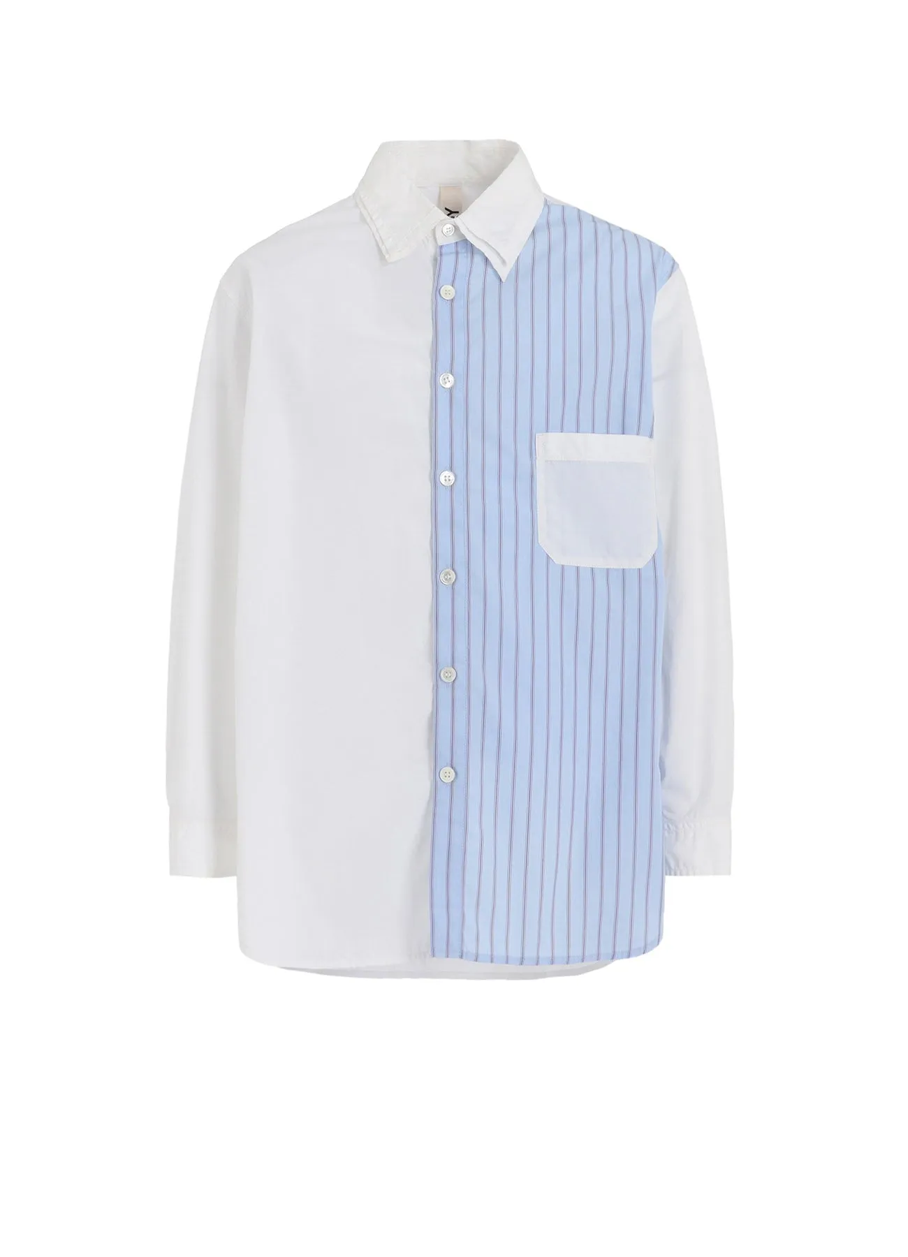 COTTON BROAD    STRIPE  SWITCHING LONG SLEEVE SHIRTS Ventilated Back High-End Fashion