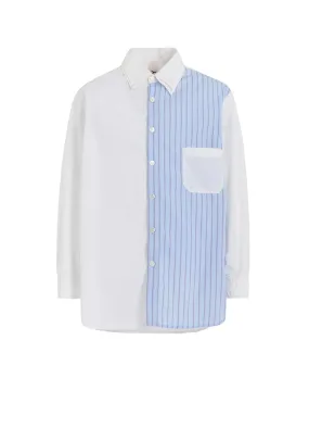 COTTON BROAD    STRIPE  SWITCHING LONG SLEEVE SHIRTS Ventilated Back High-End Fashion