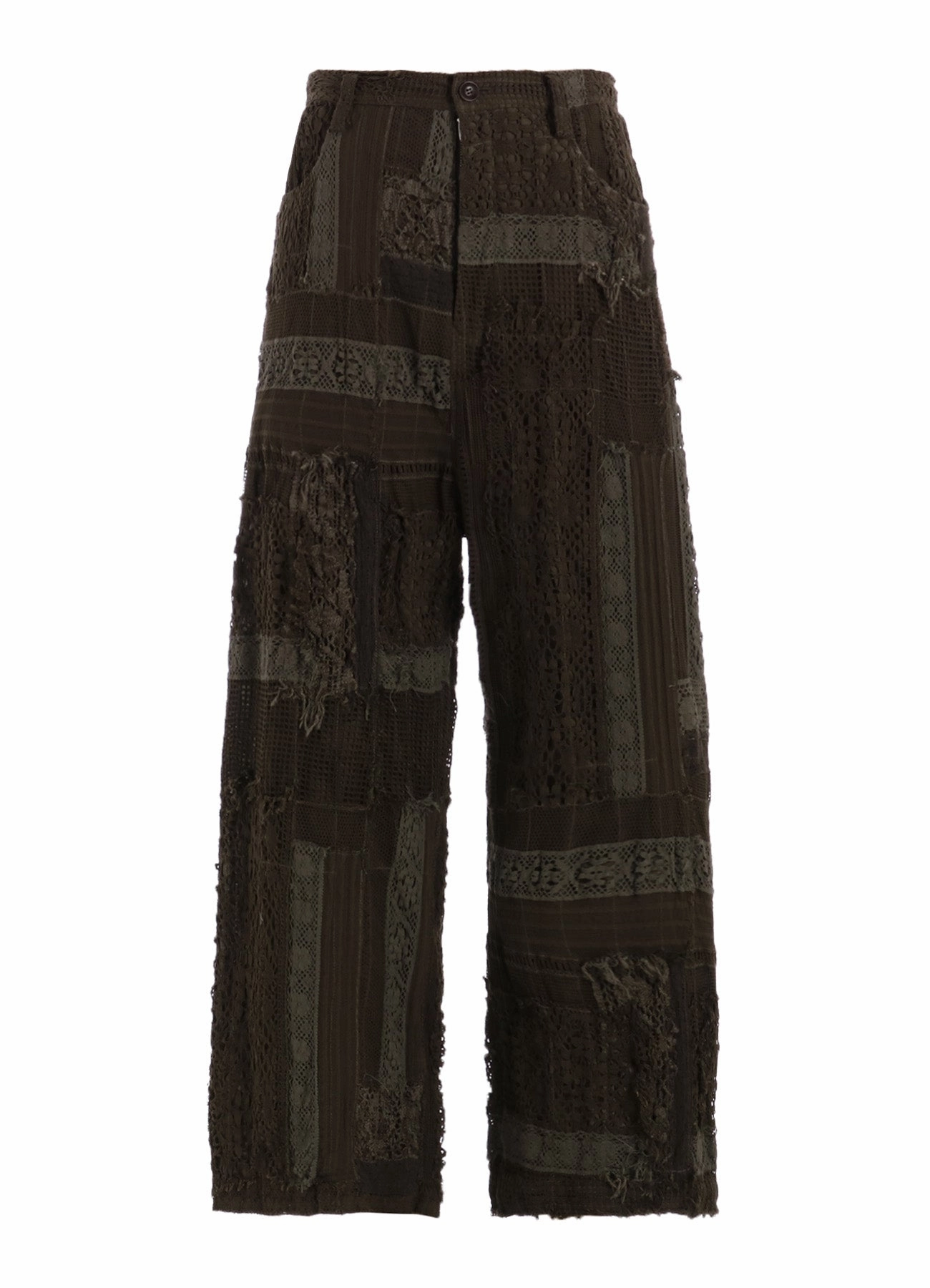 Contrast Trim LACE PATCHWORK STRAIT PANTS