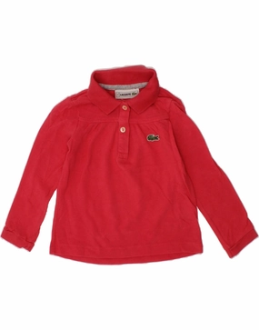 LACOSTE Baby Girls Long Sleeve Polo Shirt 18-24 Months Red Cotton Sustainable Material