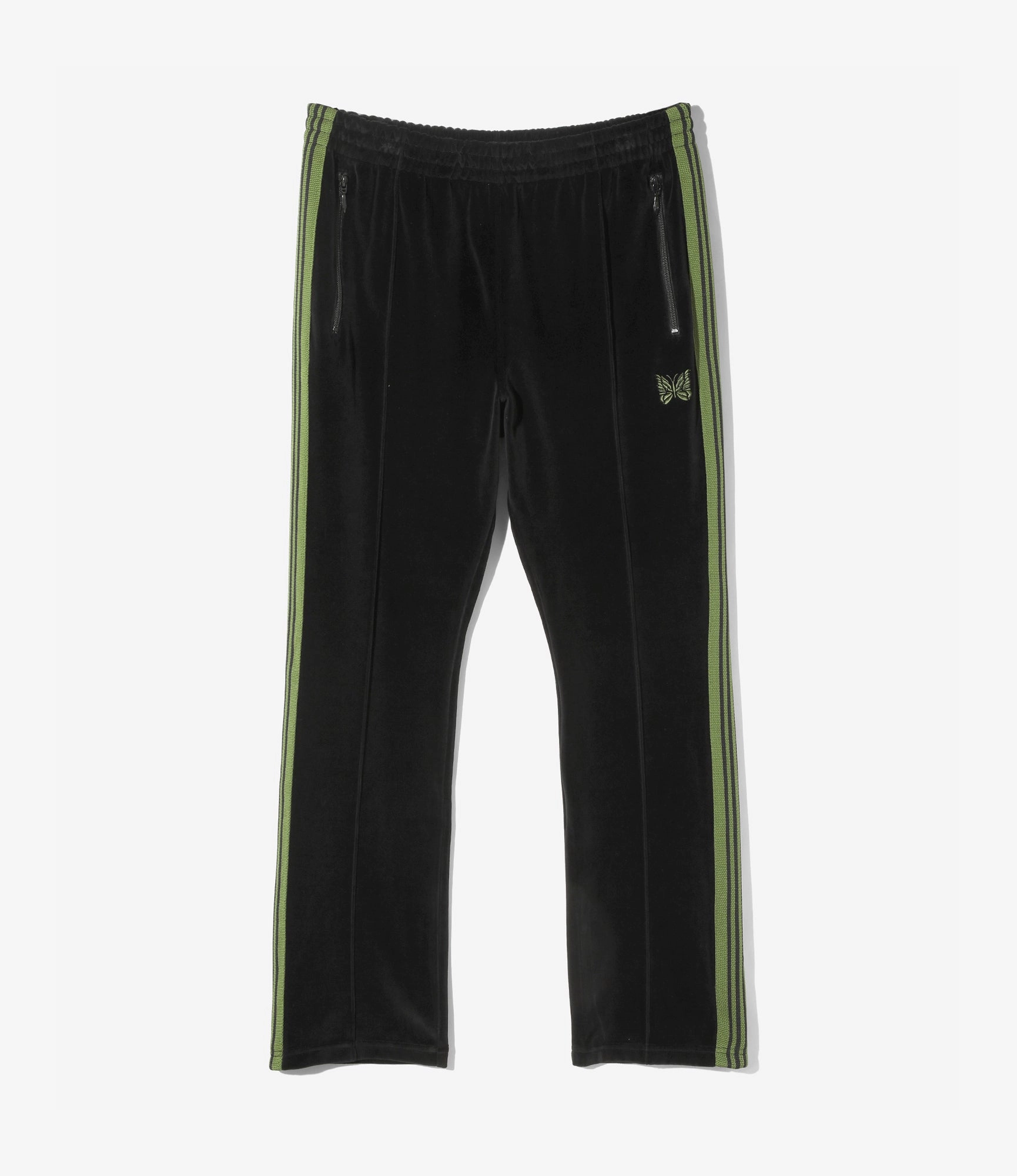 smooth zipper Narrow Track Pant ?C?Black Velour