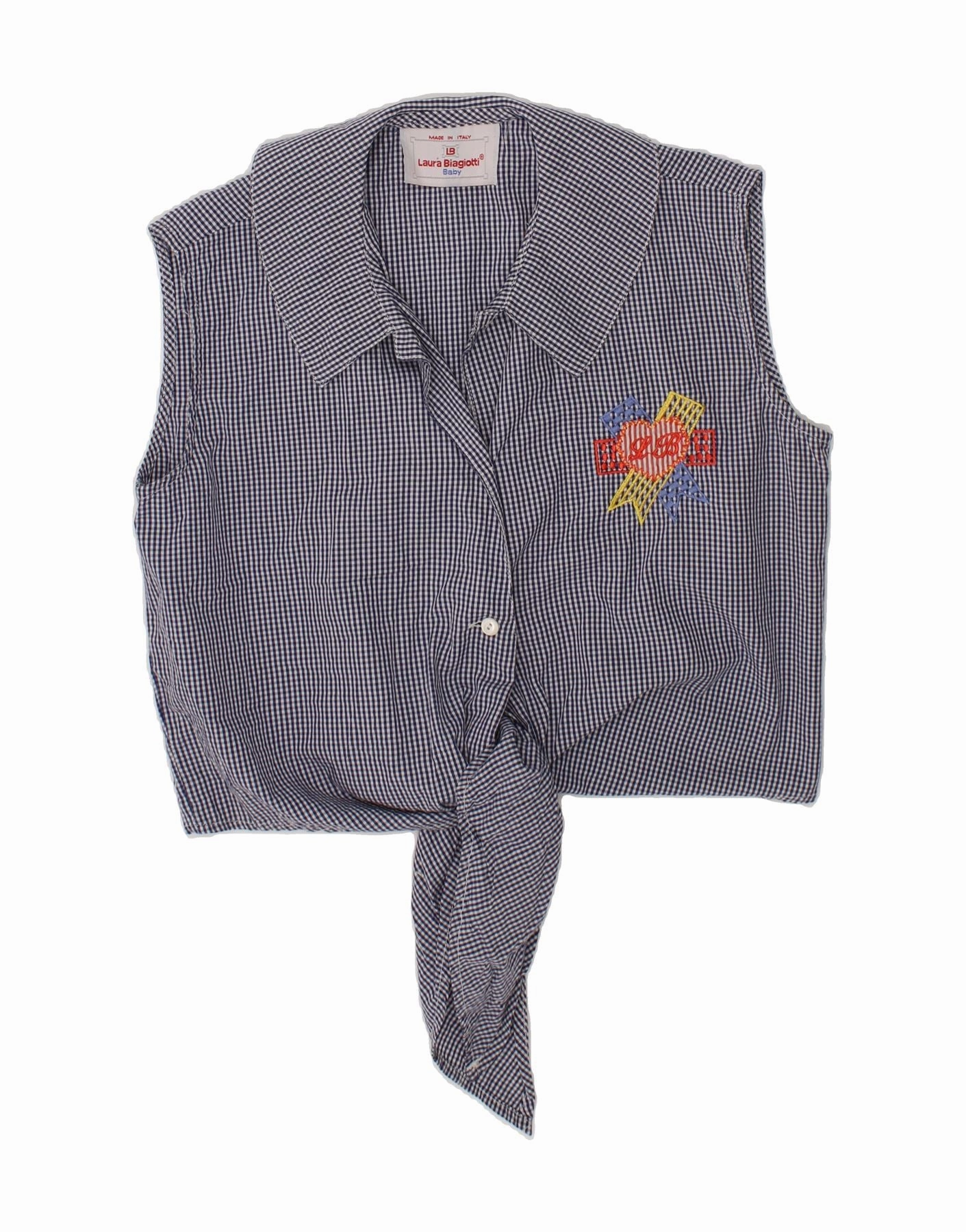 Anti Static Fabric Autumn Look LAURA BIAGIOTTI Baby Girls Front Tie Shirt 18-24 Months Navy Blue Check