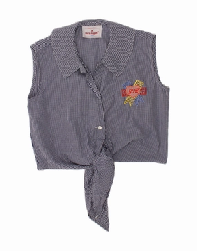 Anti Static Fabric Autumn Look LAURA BIAGIOTTI Baby Girls Front Tie Shirt 18-24 Months Navy Blue Check