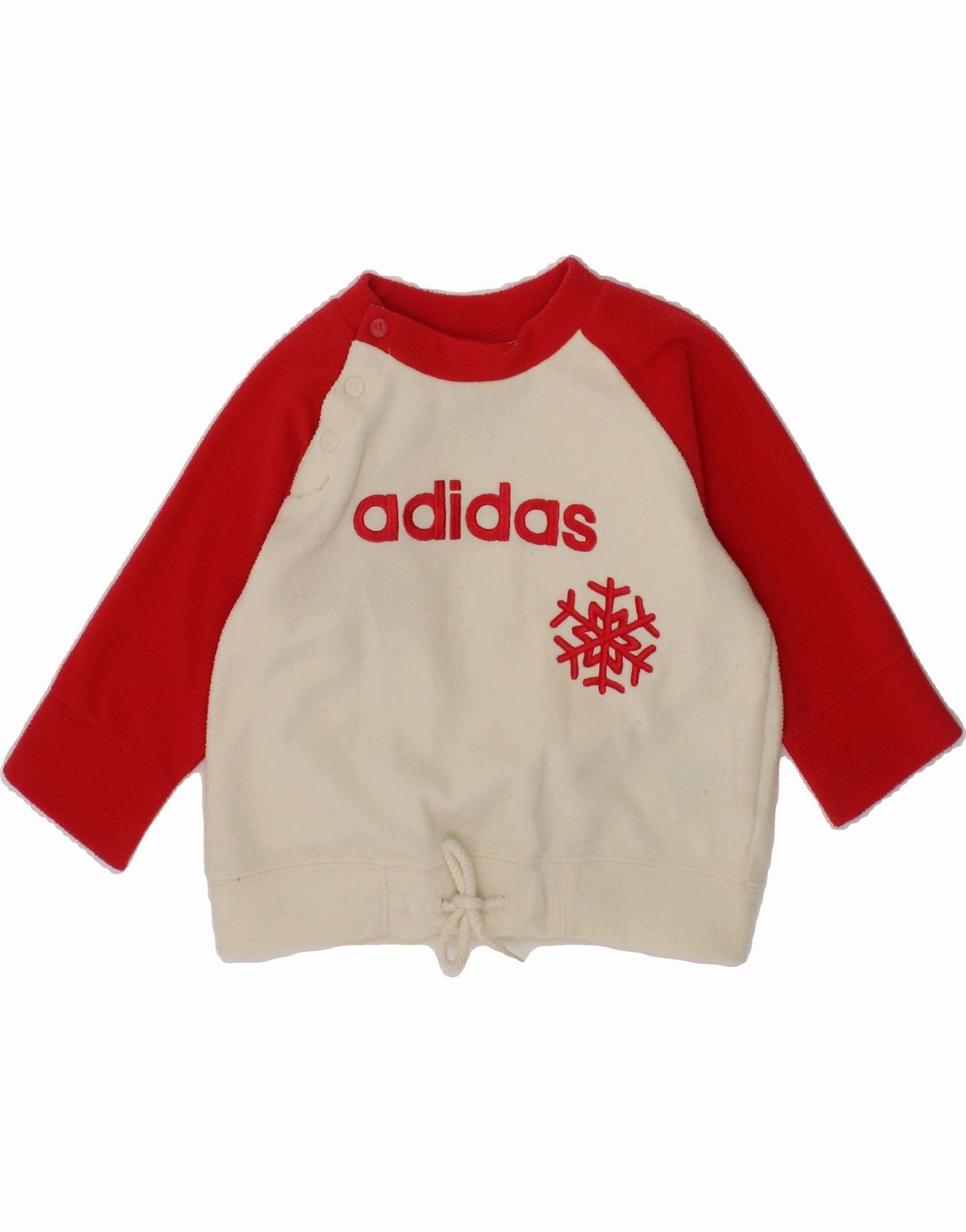 ADIDAS Baby Girls Graphic Fleece Jumper 3-6 Months White Colourblock Openwork Lattice Pattern Calm Outfit