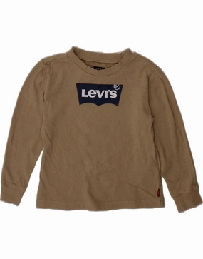 LEVI'S Baby Boys Graphic Sweatshirt Jumper 18-24 Months Brown Cotton Minimal Vibe