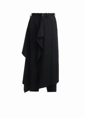 WOOL GABARDINE BOUND SKIRT PANTS Gusseted Crotch