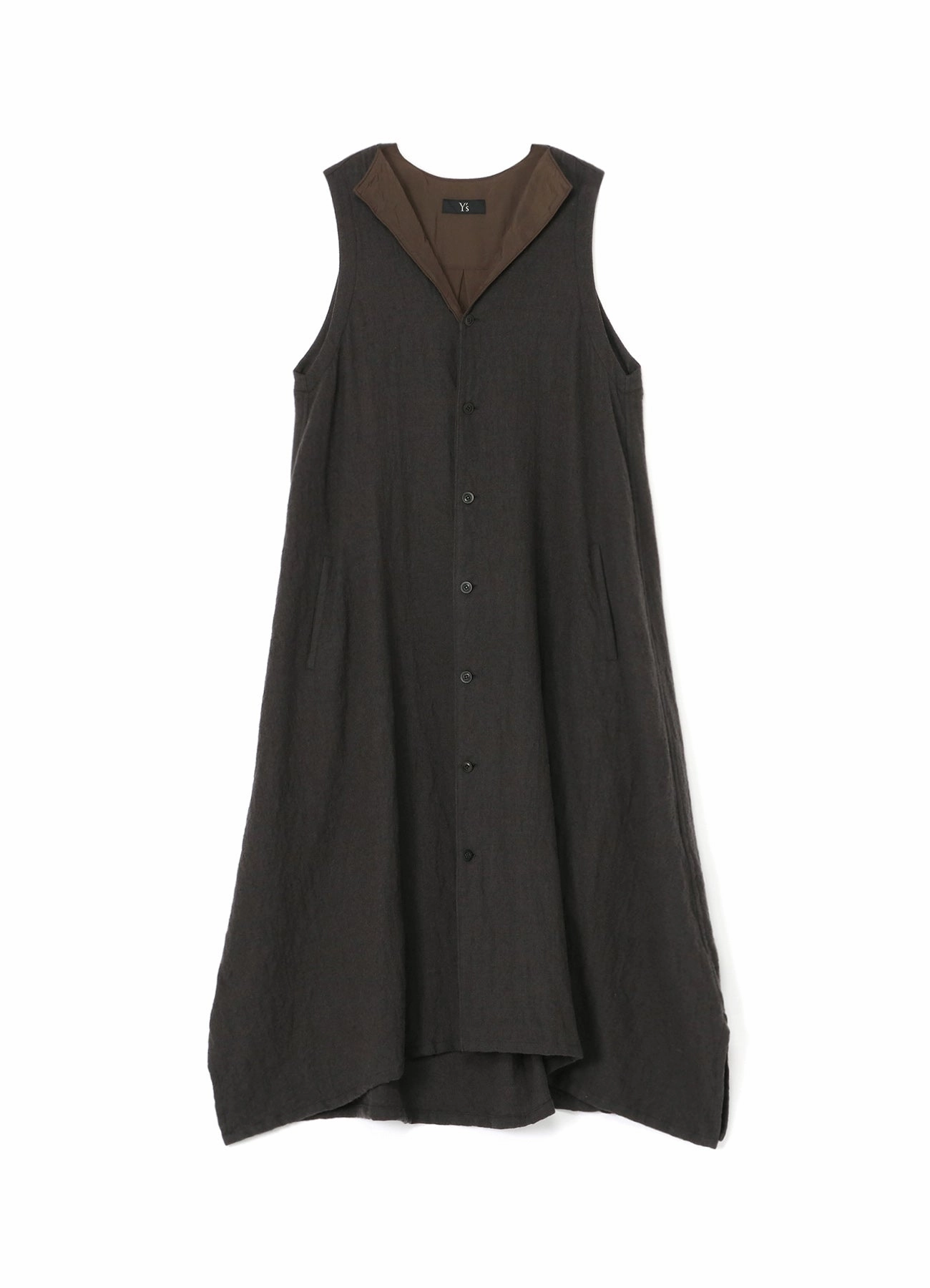 WOOL SLEEVELESS SHIRT DRESS Soft-Lining Light Wear