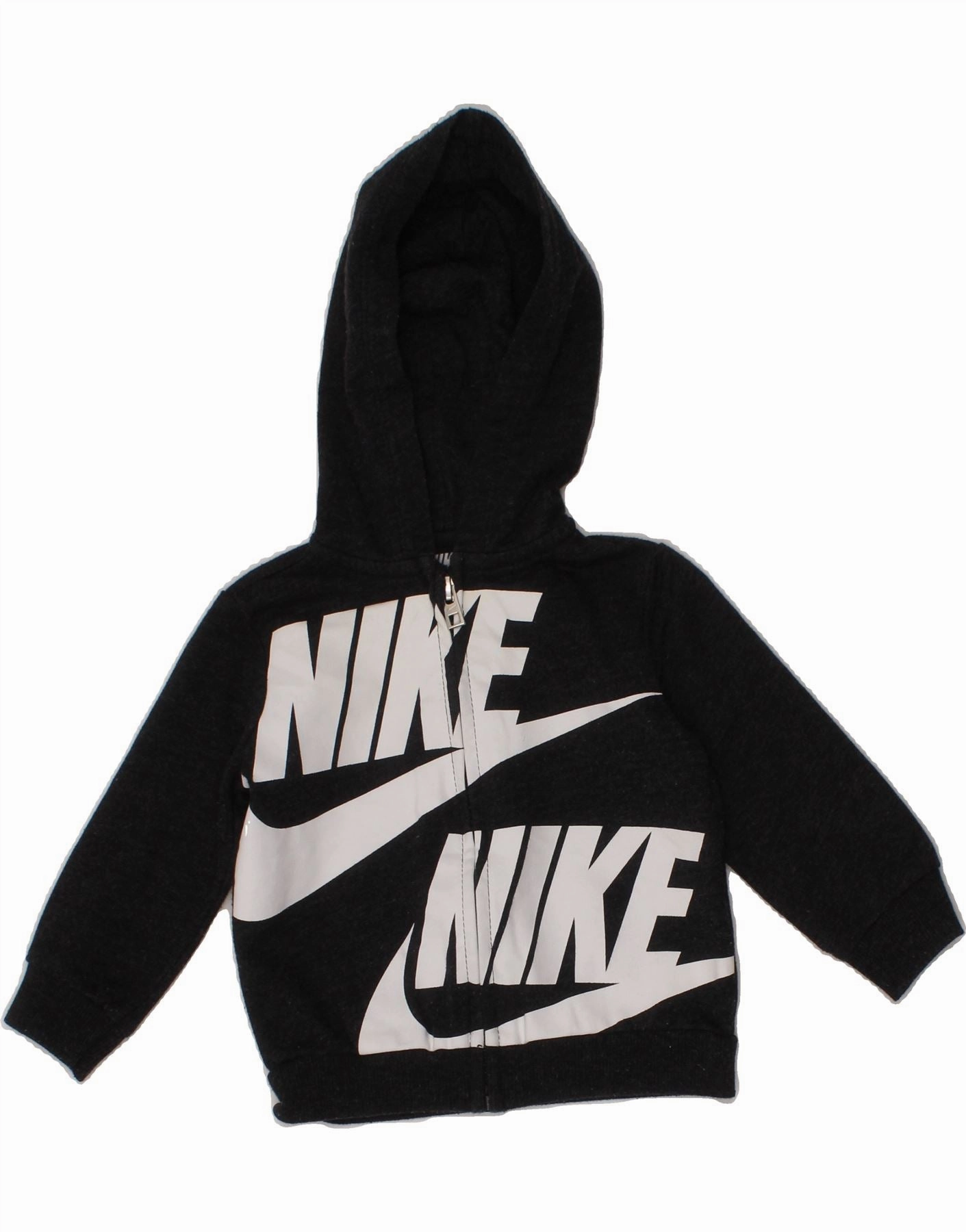 Luxe Layer Clean Lines NIKE Baby Boys Graphic Zip Hoodie Sweater 3-6 Months Grey Cotton