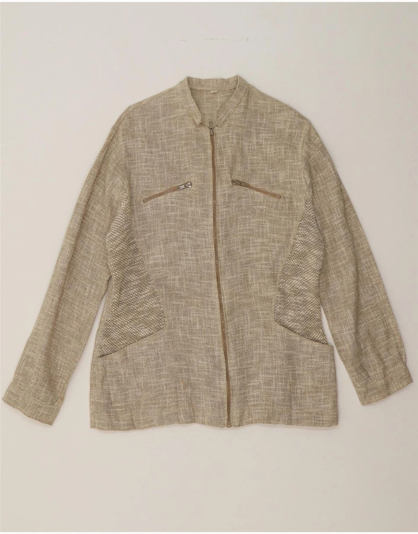 Classic Professional Look VINTAGE Womens Blazer Jacket IT 52 2XL Beige Cotton