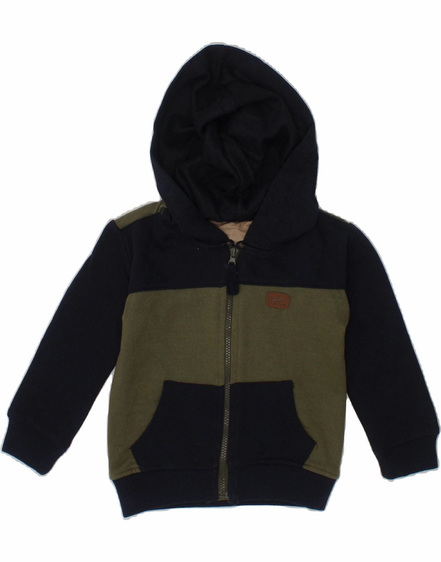 elastic waistband Modern Warmth LEE Baby Boys Hoodie Jumper 9-12 Months Khaki Colourblock Cotton