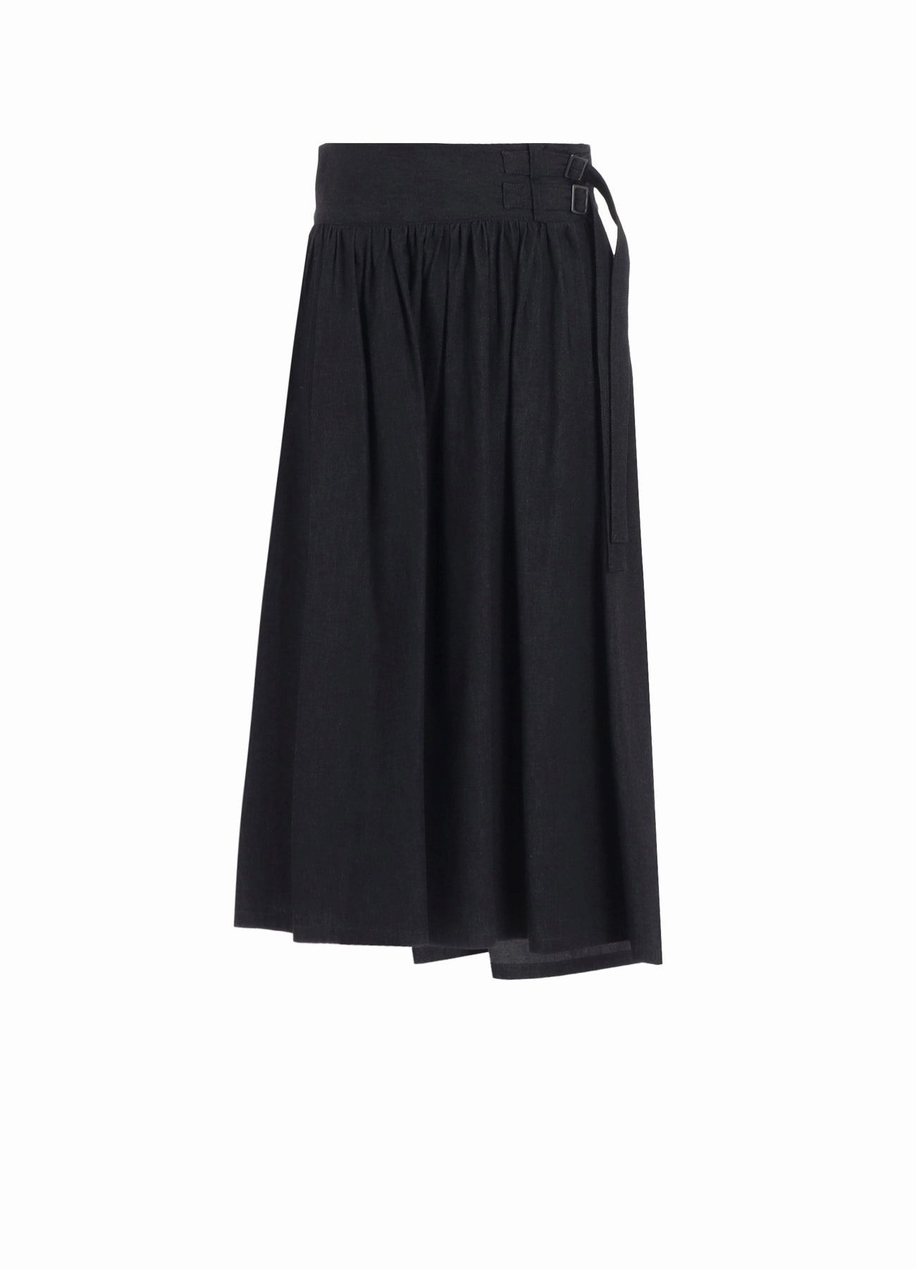 6OZ DENIM GARMENTFINISH ASYMMTRIC GATHER SKIRT Smart and Polished