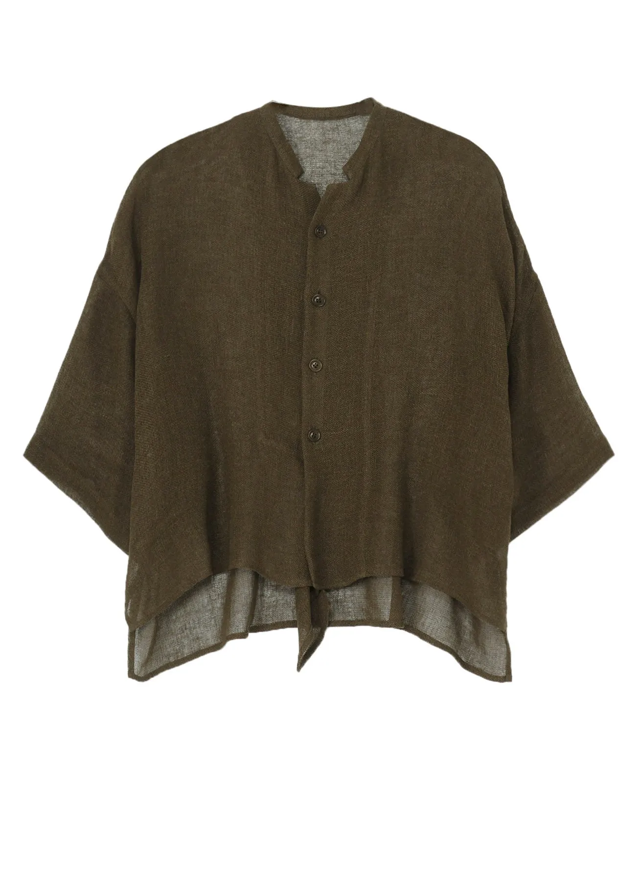 LENO CLOTH HALF SLEEVE BOX SHIRT Fitted Silhouette Midweight Textile