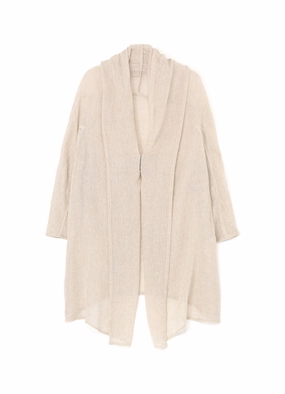 LENO CLOTH SHAWL COLLAR LONG CARDIGAN Reservation